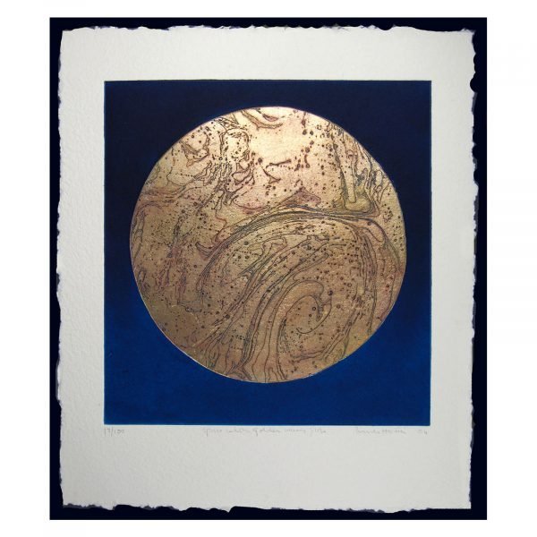 Space with Golden Warming Globe by Brenda Hartill